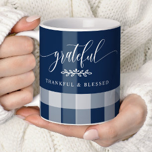 Mug Marine et blanc à carreaux reconnaissant reconnais