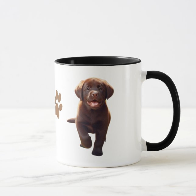 Mug Marionnettes du Labrador - Chocolat mignon et labo (Droite)
