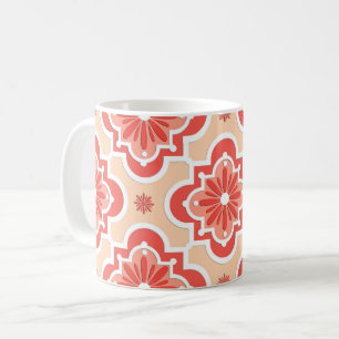Mug Marocain en tuiles motif - Tons de Coral Orange