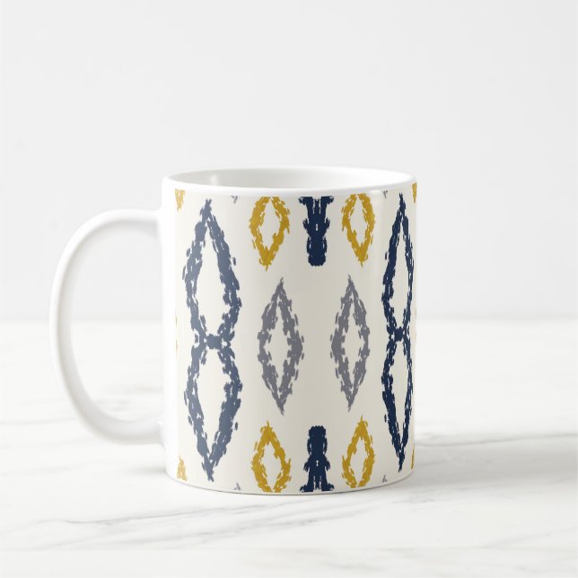 Mug Marocain Ikat Bleu Jaune Blanc Motif (Gauche)