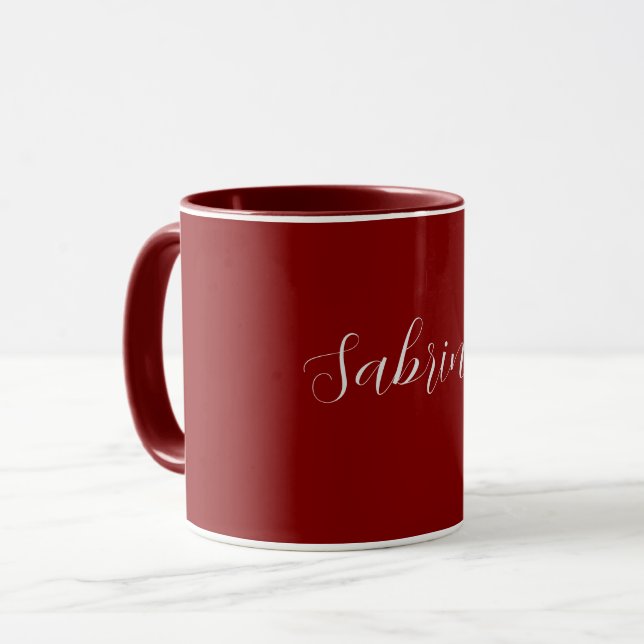 Mug Maroon Dark Red Professional Calligraphy Ajouter u (Devant gauche)