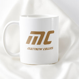 Mug Marque Monogramme Marron Moderne Gras Nom Simple p