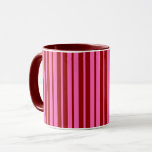 Mug Marron Rouge Rose Design à rayures