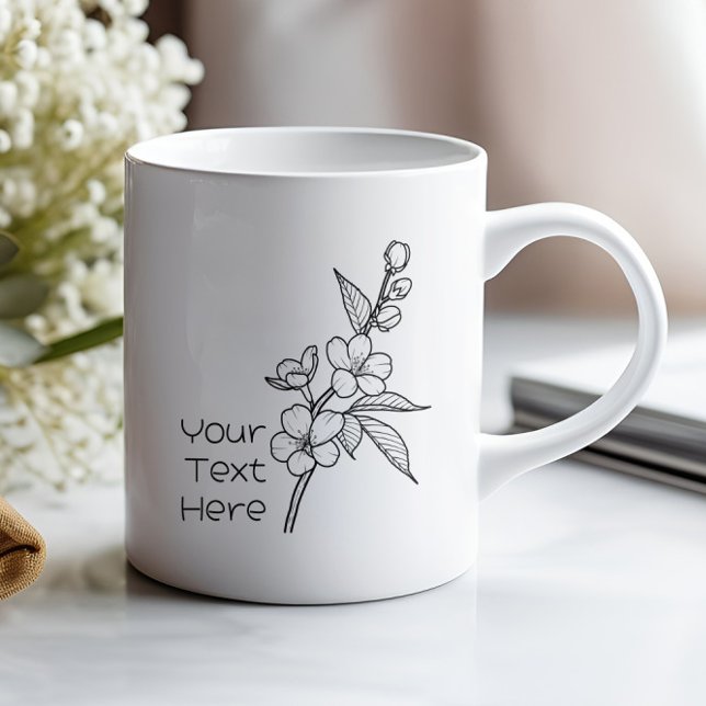 Mug Mars Cerisier Fleur Noir Minimal Ajouter Votre Tex (Créateur téléchargé)