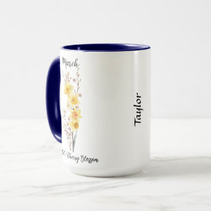 Mug Mars Fleur de naissance jonquille et fleurs de cer