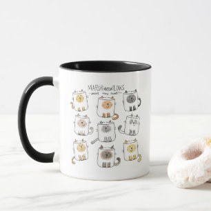 Mug MARSHmeowLOWS Jeu de mots fantasques Chat Marshmal