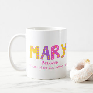 Mug Mary Girls nom signifiant étoiles de fleurs violet