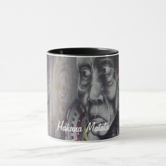 Mug Masaï Mère & Enfant avec Lion Art Imprimer/Graphiq (Centre)