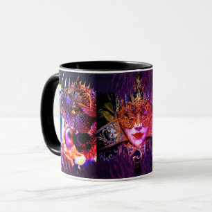 Mug Mascarade balle beauté visage masque art rose viol