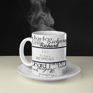 Mug Masculine moderne b/w typographie nom motif