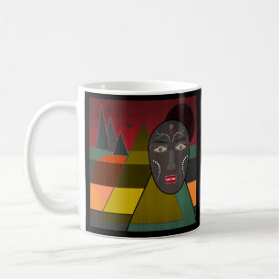 Mug Masque africain abstrait dans des couleurs rétro v