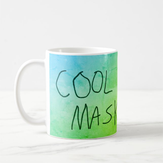 Mug Masque cool Original écriture manuscrite bleu et v (Gauche)