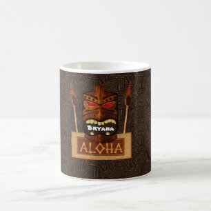 Mug Masque Tiki en bois Vintage Rétro Aloha Hawaïen