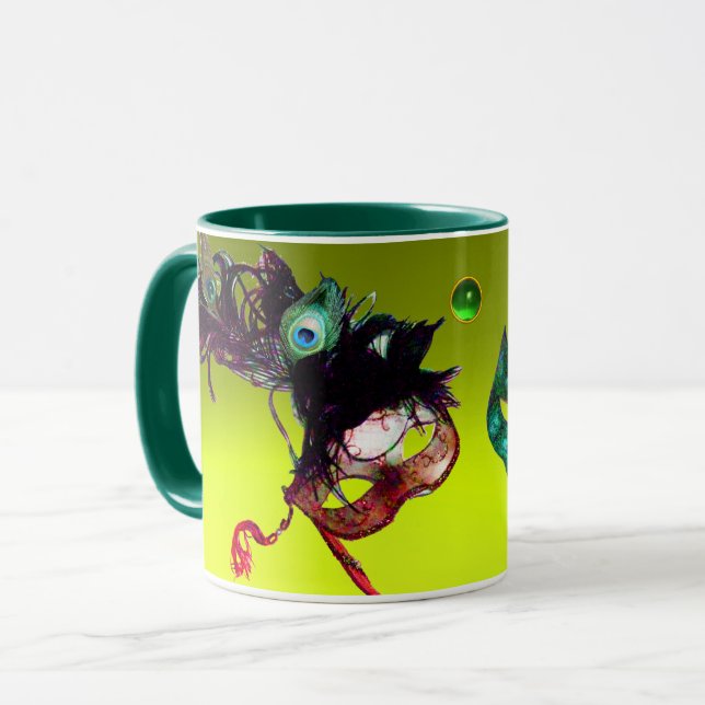 Mug MASQUES DE MASQUERADE DU MARDI GRAS Topaze jaune p (Devant gauche)