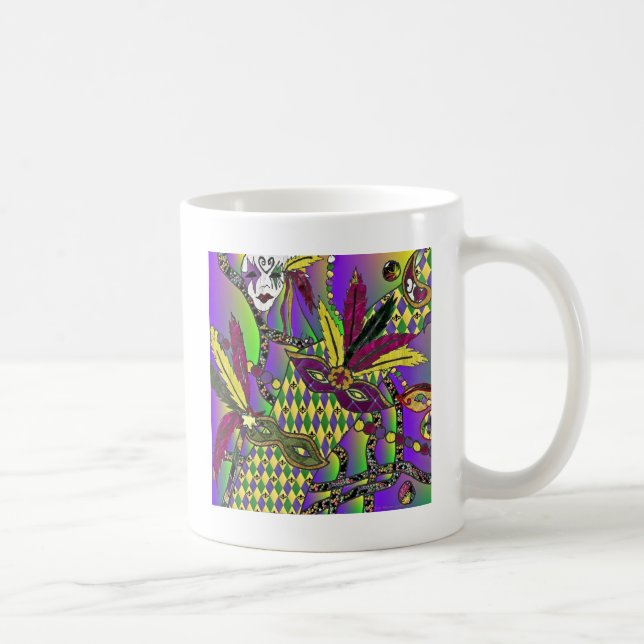 Mug Masques de plumes de mardi gras psychédélique (Droite)