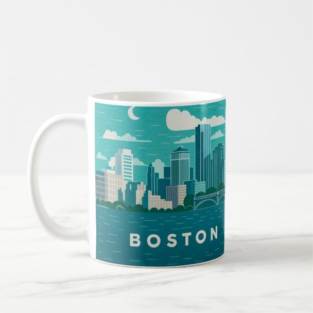 Mug Massachusetts Night Cityscape | Boston City (Gauche)