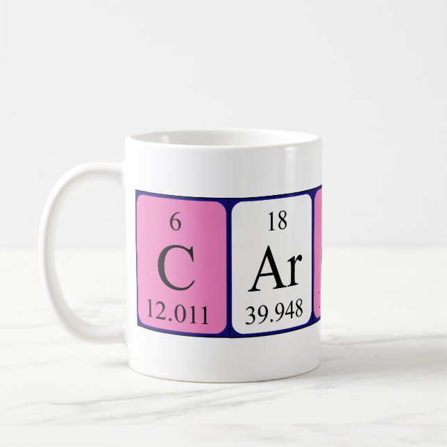 Mug Masse de nom de table périodique Caroline (Gauche)