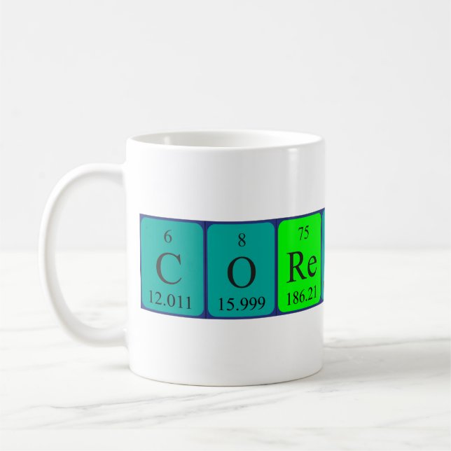 Mug Masse de nom de table périodique Corentin (Gauche)