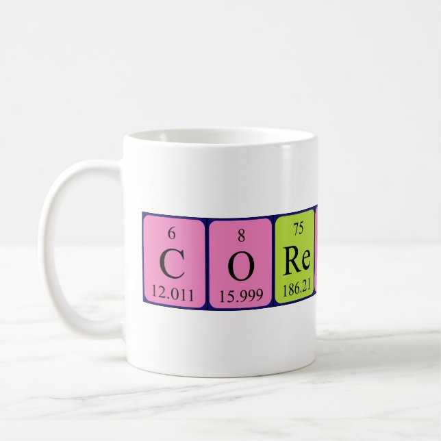 Mug Masse de nom de table périodique Corentin (Gauche)