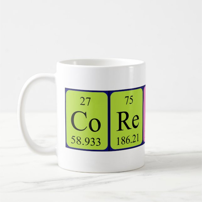 Mug Masse de nom de table périodique Corentin (Gauche)