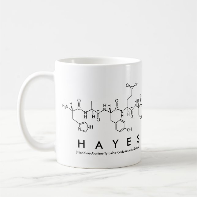 Mug Masse du nom du peptide Hayes (Gauche)