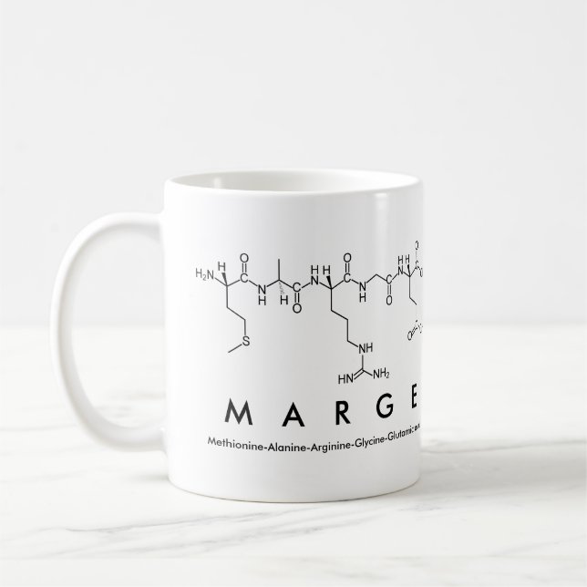 Mug Masse du nom du peptide Marge (Gauche)