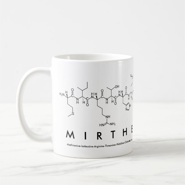 Mug Masse du nom du peptide Mirthe (Gauche)