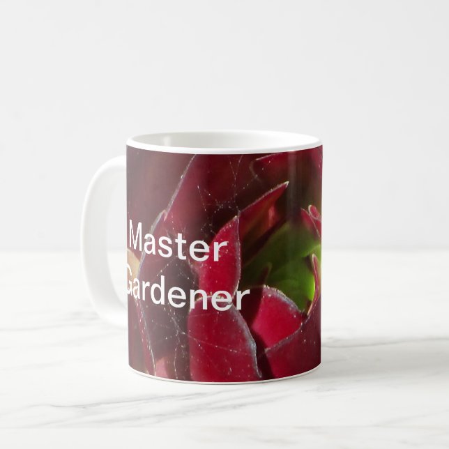 Mug Master Gardener Red Succulent Photo Landscaper (Devant gauche)