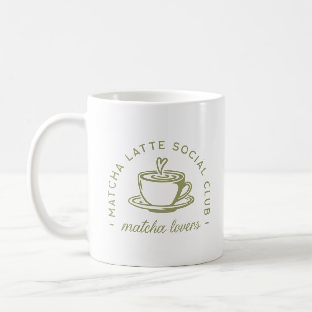 Mug Matcha latte amoureux club fille vert esthétique (Gauche)