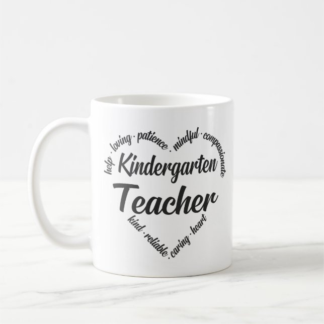 Mug Maternelle Enseignant Coeur Mot Cloud (Gauche)