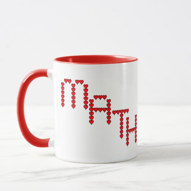 Mug Math Red Hearts Texte (Gauche)