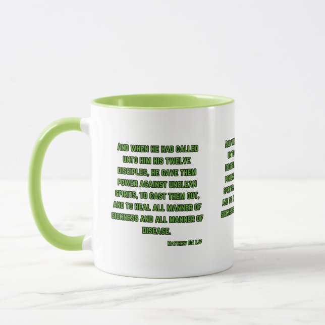 Mug Matthieu 10:1 KJV Bible Écriture Deux Tons (Gauche)