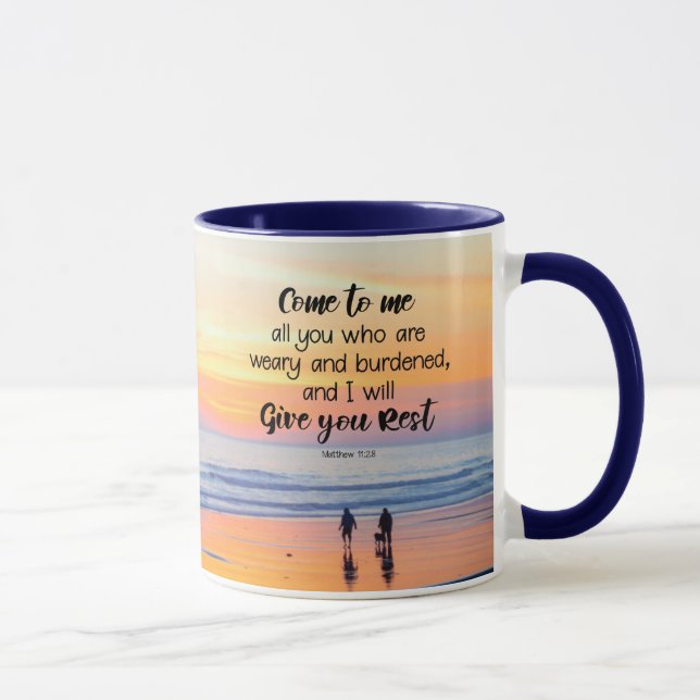 Mug Matthieu 11:28 Venez à moi tous qui sont fatigués  (Droite)