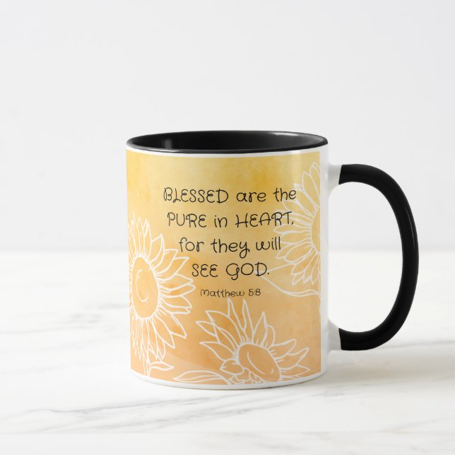 Mug Matthieu 5:8 Bienheureuse Bible Verse et prière (Droite)