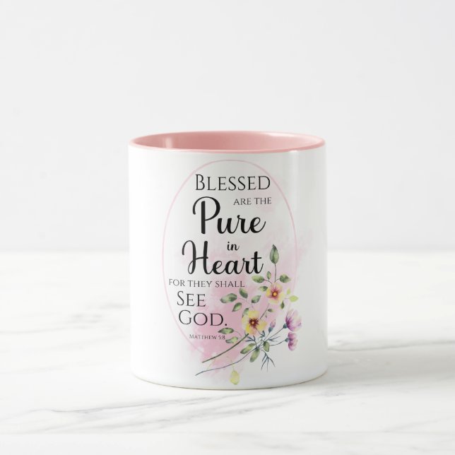 Mug Matthieu 5:8 Heureux sont Pure dans la Fleur du Co (Centre)