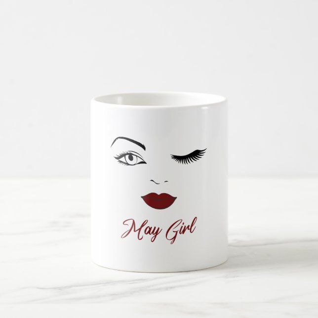 Mug May Girl Eyes mignonne Red Lips Wink Anniversaire (Centre)