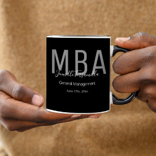 Mug MBA Black Grey Blanc Date Nom Diplôme Diplôme