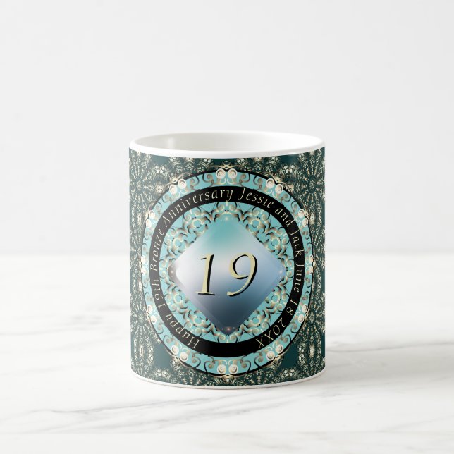 Mug Médaillon d'aquamarine du 19e anniversaire du Mari (Centre)