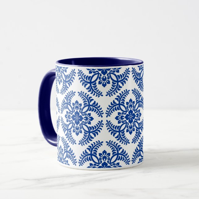 Mug Médaillon japonais Motif, bleu Cobalt et blanc  (Devant gauche)