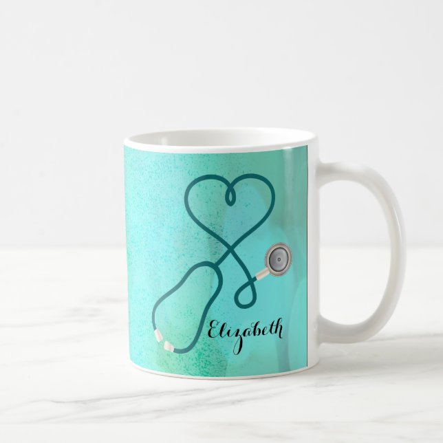 Mug Médecin diplômé d'infirmier autorisé de monogramme (Droite)