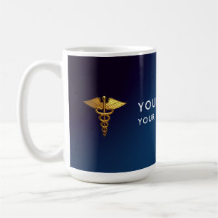 Mug Médecin élégant Navy Gold Caducée