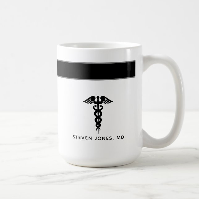 Mug Médecin Médicale étudiant Docteur Noir Blanc Nom (Droite)