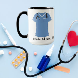 Mug Médecin PA personnalisé Assistant Scrubs bleus
