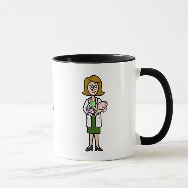 Mug Médecin pédiatrique femme tenant de la boue de béb (Droite)