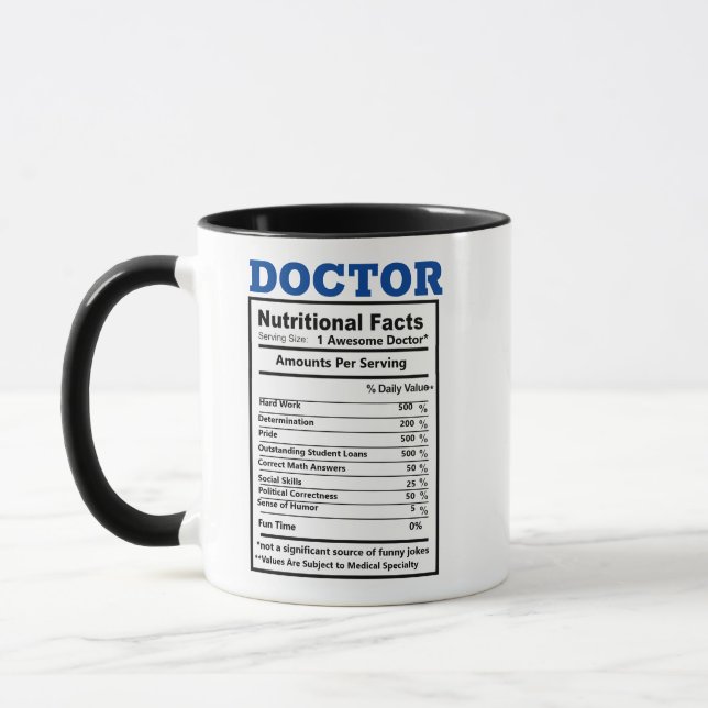 Mug Médecin plaisanteries Nutritionnel Faits Médicales (Gauche)