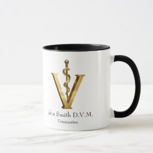 Mug Médecine vétérinaire Or V Elegant Vet Asclepius