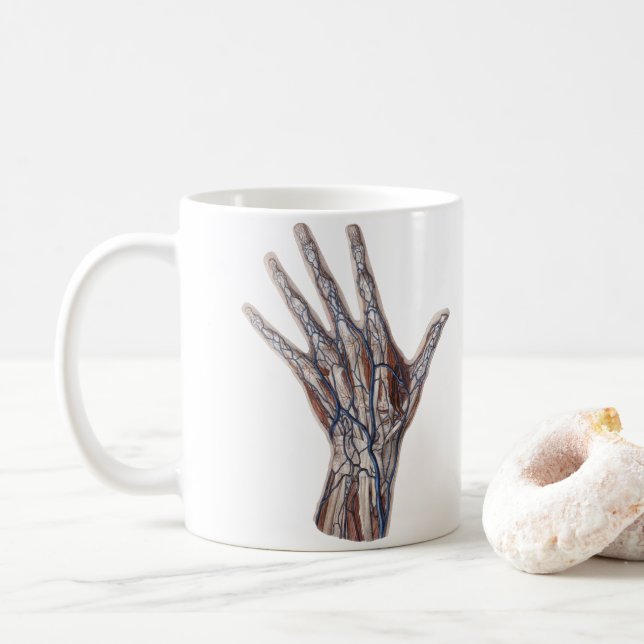 Mug Médecine vintage, Anatomie humaine Doigts (Avec donut)