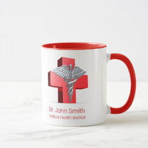 Mug Médicale Silver 3D Caduceus Croix Rouge