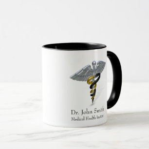 Mug Médicale Silver Caduceus Black Gold