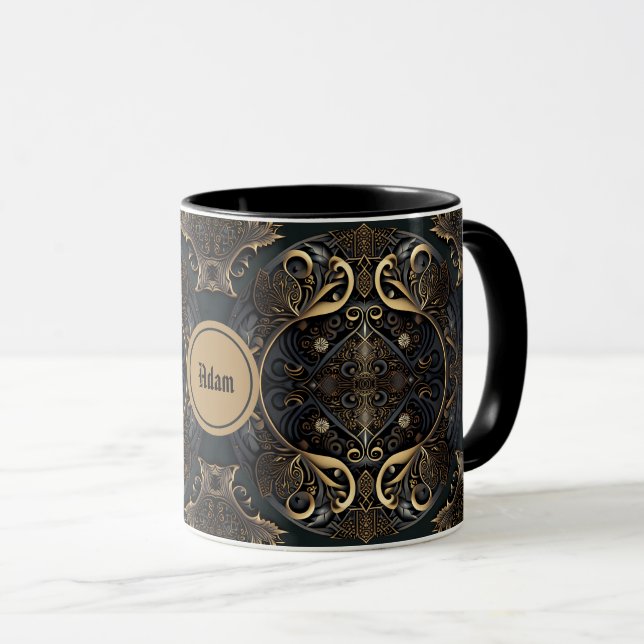 Mug Médiéval noir et or (Devant droit)